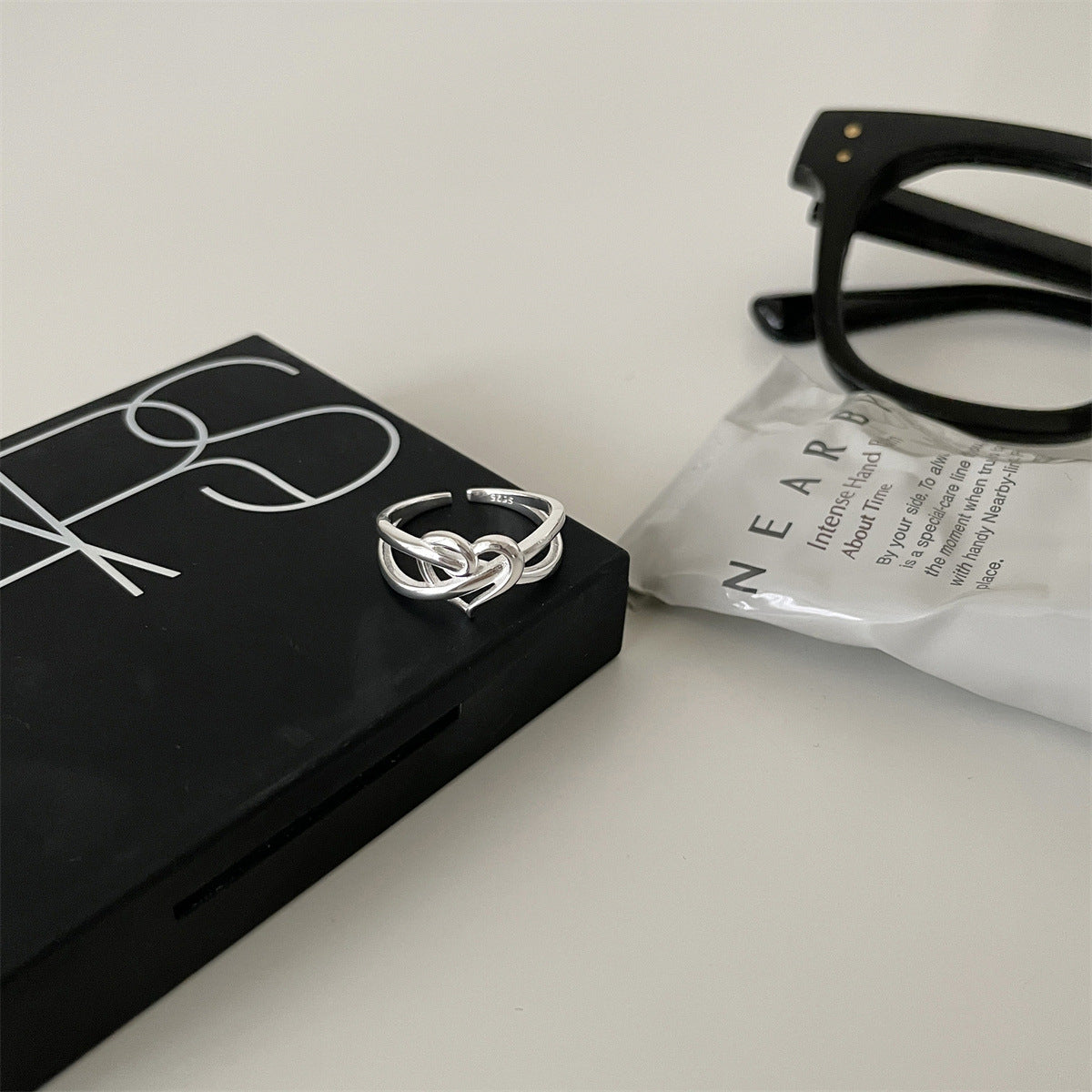 S925 Sterling Silver Intertwined Heart Ring