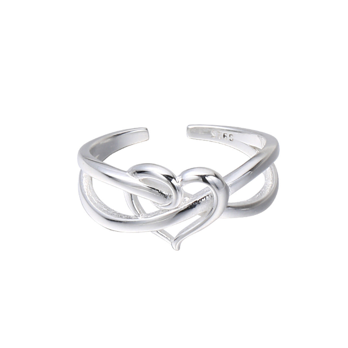 S925 Sterling Silver Intertwined Heart Ring