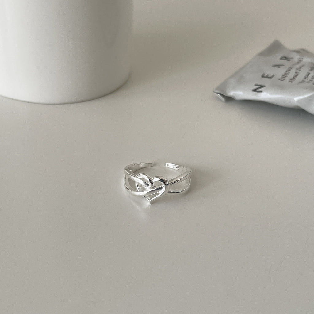 S925 Sterling Silver Intertwined Heart Ring