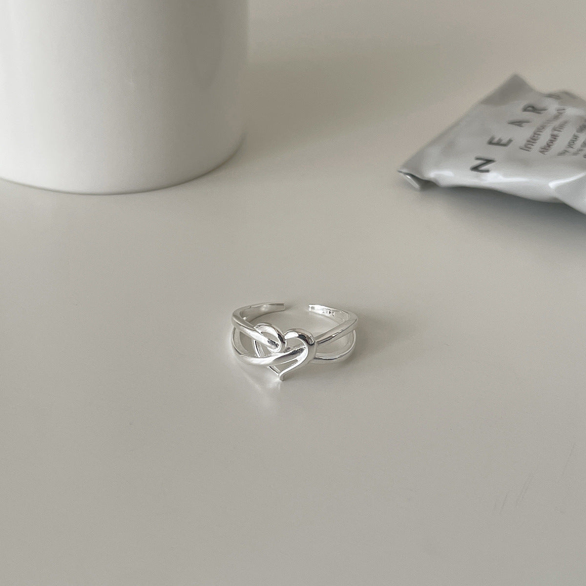 S925 Sterling Silver Intertwined Heart Ring