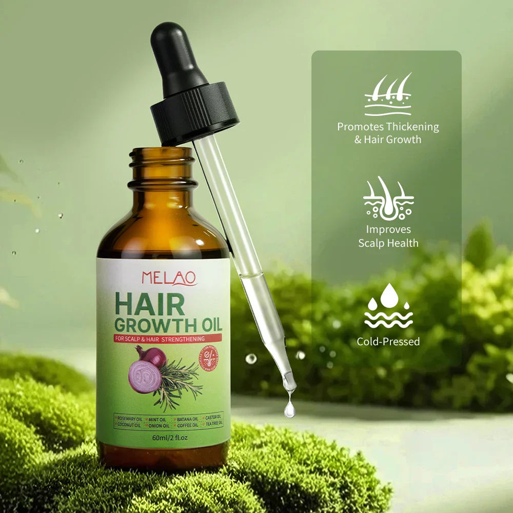 Natural Onion Hair Oil – Herbal Hair Growth Oil for Women, Anti-Hair Loss, Scalp Repair, Thickening, Moisturizing, 60ml