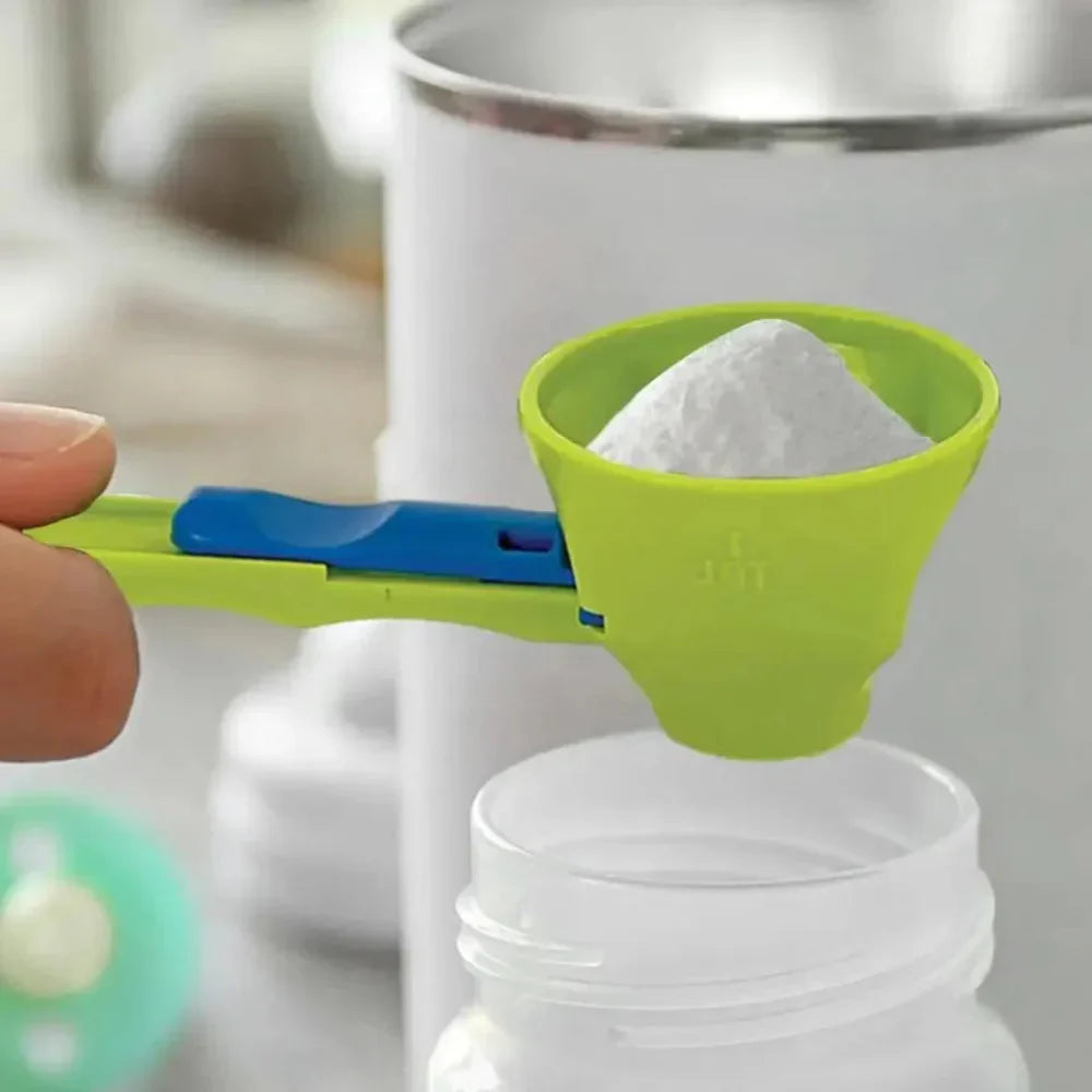Powder Scoop Funnel Sliding Plastic Measuring Tool