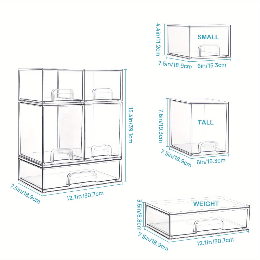Storage Drawers Stackable Clear Organizer Closet Desk Use