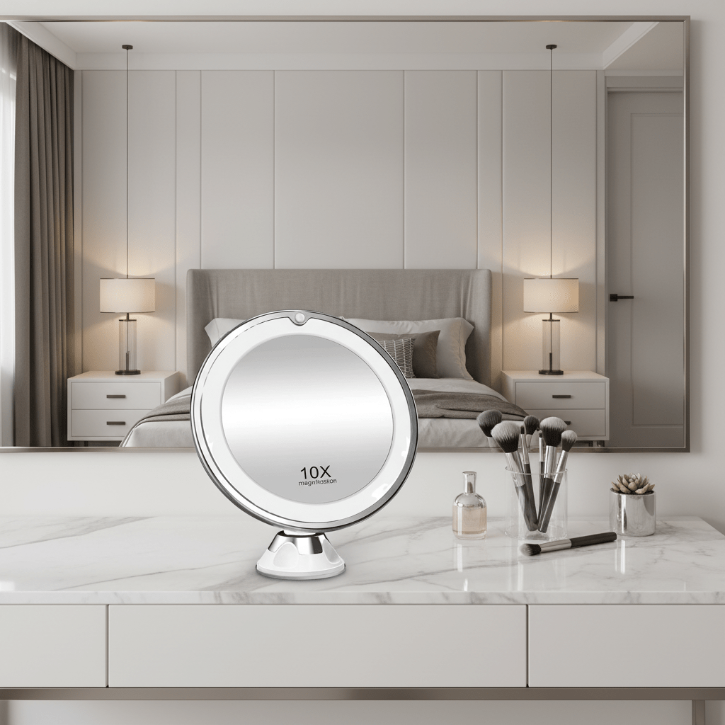 GLAMZOOM – 10x LED Makeup Mirror for Precision Beauty
