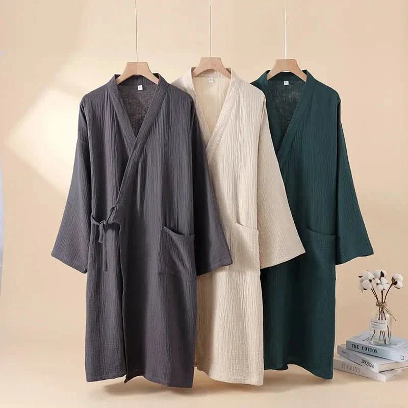 KOMFERA - Premium Cotton Lounge Kimono, Breathable unisex bathrobe for relaxation and home spa