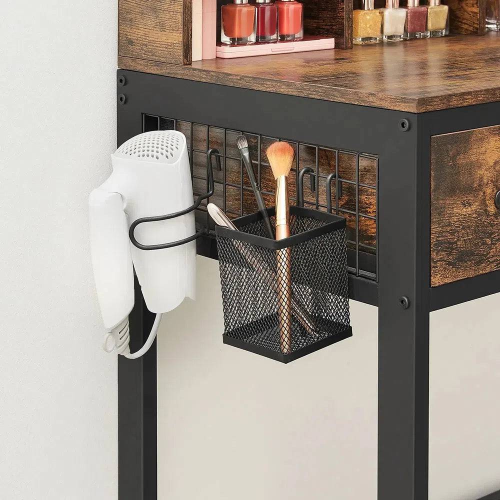 Minimalist Modern Dressing Table with Tri-Fold Mirror, Stool and Storage Drawers