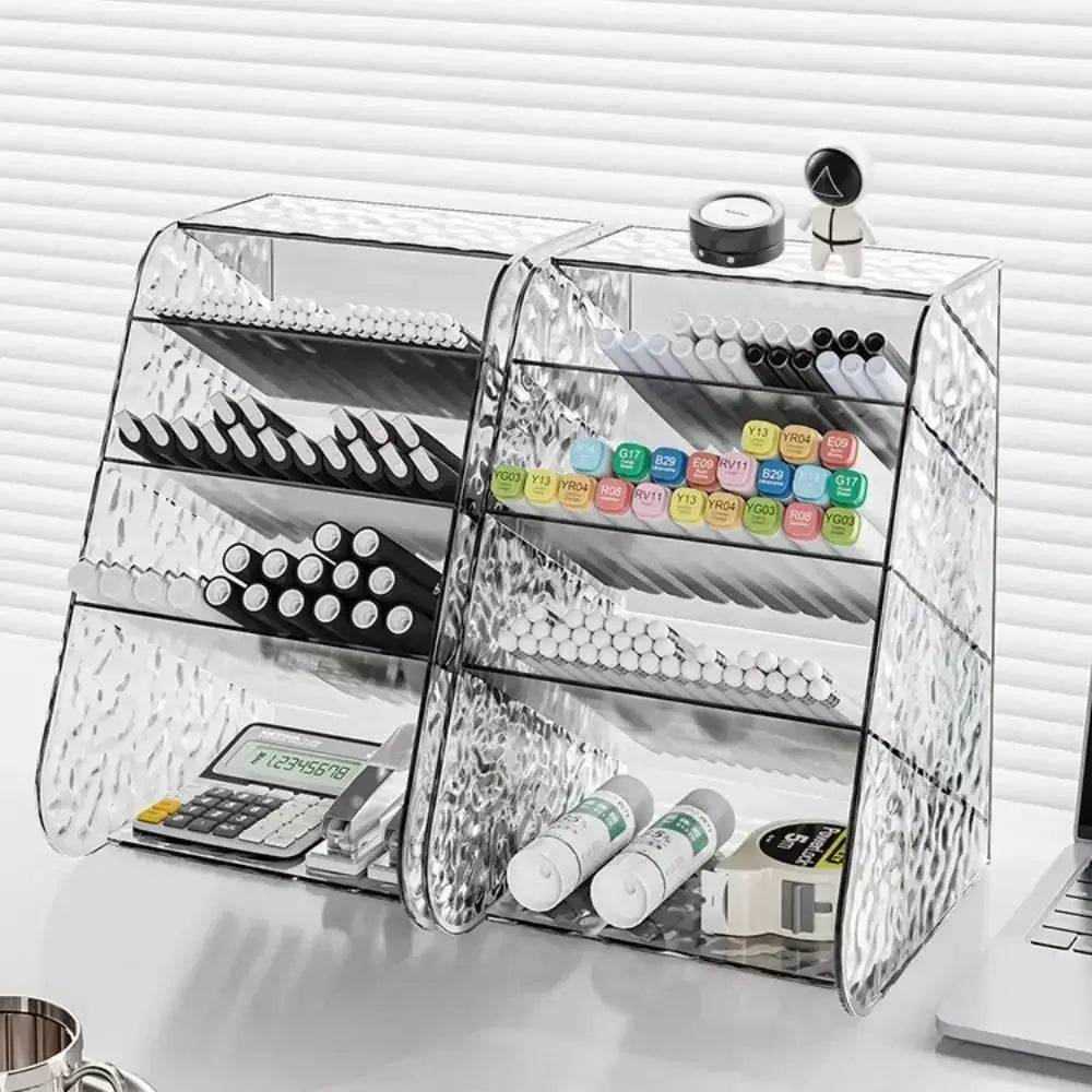 Transparent Plastic Pen Holder and Desktop Storage Box