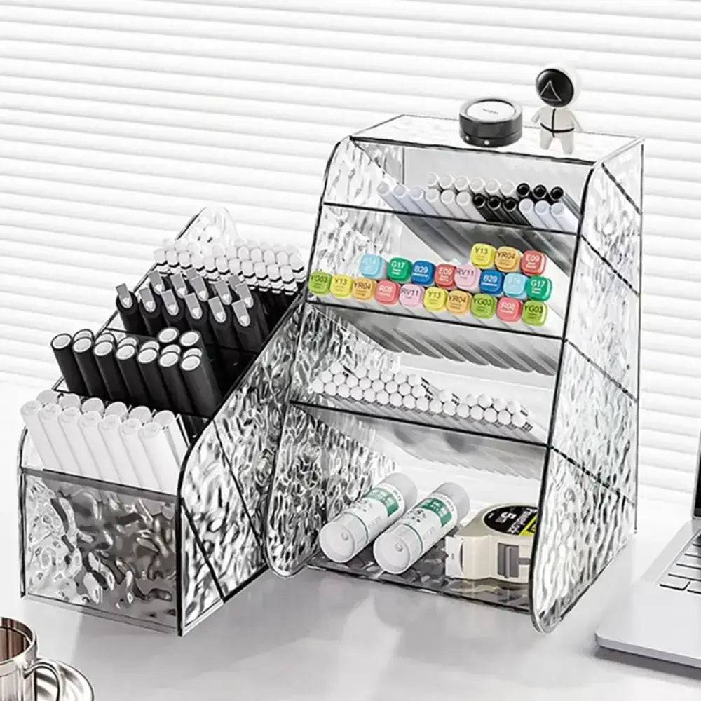 Transparent Plastic Pen Holder and Desktop Storage Box