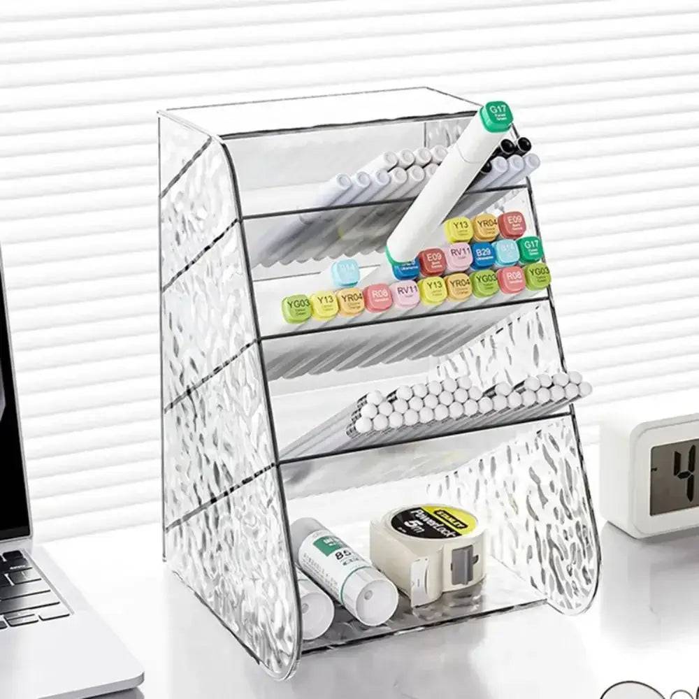 Transparent Plastic Pen Holder and Desktop Storage Box