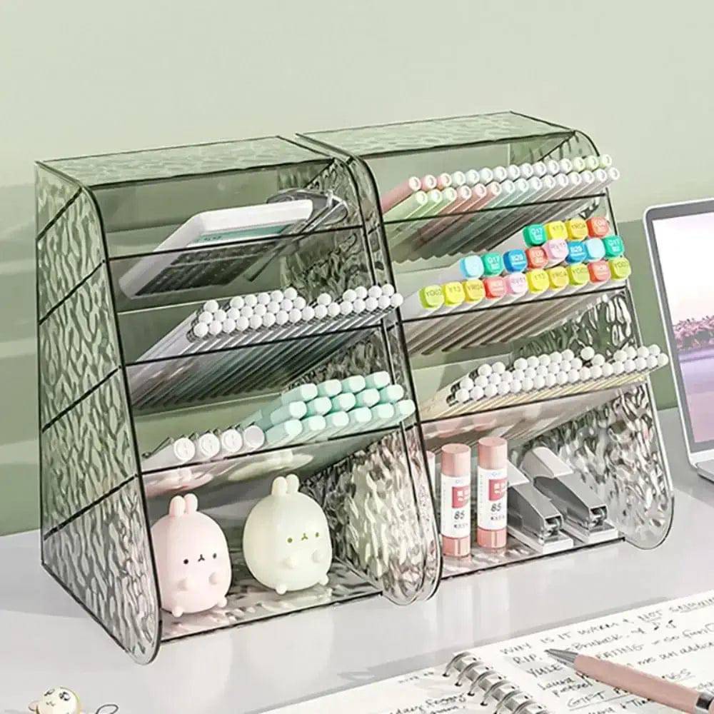 Transparent Plastic Pen Holder and Desktop Storage Box